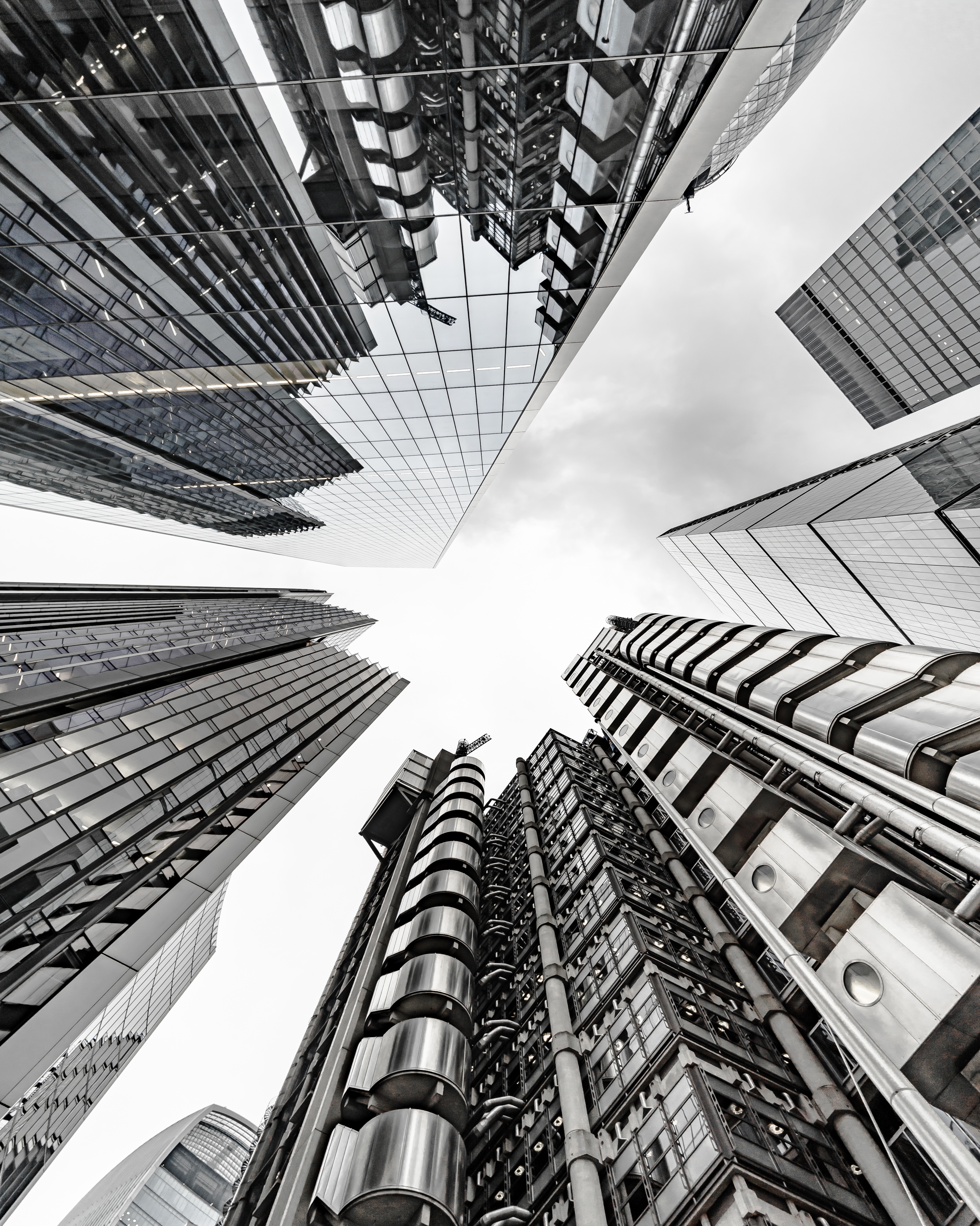 Modern business building scenery touching sky